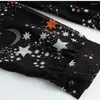 Vestidos casuais Starry Sky Print Dress 2023 Spring Fashion Retro Elegant Stretch Waist Big Swing Black Chiffon V-neck Feminino