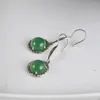 Orecchini pendenti FNJ Argento 925 Calcedonio verde per gioielli da donna Orecchini pendenti in argento sterling S925 MARCASITE