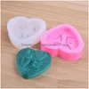 Baking Moulds Large Heart Love Sile Soap Mold Rose Flower Chocolate Mod Fondant Candle Polymer Clay Molds Crafts Cake Decorating Tools Dhqj2