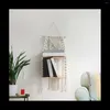 Bolsas de joyería estilo bohemio tejido a mano estante tapiz para libros plantas en maceta sala de estar colgante de pared borla de almacenamiento