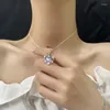 Catene PANJBJ Collana cuore amore colore argento per donna ragazza zircone pietra di luna dolce gioielli regalo di compleanno goccia all'ingrosso