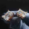 Passera diamanttestare Hip Hop Silver Moissanite Stud Earring 7*9mm Emerald Cut Diamond Earrings Anpassade smycken för män kvinnor
