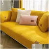 Cushion/Decorative Pillow Solid Color Soft Lamb Wool Sofa Er For Home Thicken Plush Towel Anti-Slip Couch Winter Cushion Drop Delive Dhozk