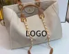 Väskor handväskor Tygväska Guldkedjor Bagss Beach Women Luxury Fashion Sticking Purse Shoulder Stor kapacitet Canvas Shopping Bag C230224KV8S