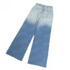 Letter Badge Women Jeans Pants 2023 Design Drawstring Wide Leg Trousers Fashion Hiphop Denim Pant