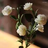 Fiori decorativi Camelie bianche Fiore fatto a mano Seta 5 pezzi / lotto PE Materiale ecologico Piante artificiali
