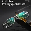 Lesebrille Outdoor Pochromic Multifocus Lesebrille Männer Frauen Progressive Anti-Blue Ray Halbrahmen Hyperopie Brille 2,5 230804