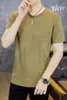 Herren T-Shirts Luxus Gold Seide Herren Satin Stretch Kleidung Glatte elastische Große Größe Bluse Stilvolle Kleidung 2023 Sommer Tops Lose