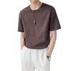 Mäns T-skjortor 897504629 Men's 2023 Round Neck Micro Wide Drop Shoulder T-shirt Casual mångsidig Fashion Löst storlek Personlig