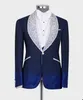 Moda masculina, ternos de casamento, xale, lapela, jaqueta, miçangas, pérolas, smoking, 3 peças, feito sob encomenda, baile de formatura, festa à noite (blazer + calça + colete)