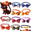 Hundkläder husdjur båge tie halloween cosplay slips justerbara bowties krage tillbehör grooming produkter för katter hundar droppe leverera dhrzi