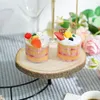 Bakeware Tools Wood Appetizer Servering Tray 3 Tier Platter Desserts Filming Stand Snack Cake återanvändbara rekvisita Party Fruit Plate F0O8