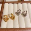 Hoop Earrings Simple Gold Color Metal Heart Small Plated Ear Buckles Pride Accessory Statement Rings Cute Girls Gift