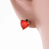 Stud Earrings KONGMOON 5.5 Heart Red Fire Opal Cabochon Silver Plated Jewelry For Women Simple Piercing