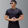 T-shirts pour hommes T-shirt musculaire à séchage rapide Sports d'été Manches courtes Col rond Solide Respirant Chemise blanche Étrange Gris