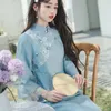 Ethnic Clothing Summer Women's Traditional Chinese Long Cheongsam Elegant Side Slitting Improved Hanfu Princess Dance Party Ancient Costume