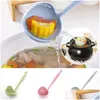 Utensili da cucina Accessori da cucina Pale 2 in 1 Manico lungo Paletta per melone Cucchiaio di plastica Colino Zuppa Colino per verdure Strumenti Drop Dhrrl