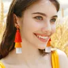 Boucles d'oreilles créoles couleur léger long pompon fait à la main bricolage tissé saison d'automne perlé coeur pour femmes filles