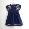 Vestidos de menina meninas bebês vestido bordado de verão princesa para meninas vestidos de festa de aniversário roupas azuis crianças casuais crianças