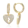 Fashion Jewelry Hip Hop Earrings For Men Women Gold Silver Inlaid With Zircon Stud Earring Heart Dangle Earrings