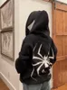 Kvinnors hoodies tröjor Dark Spider Print Hoodie Pullover Sweatshirt High Street Retro Loose Hip Hop Punk Kpop Dance Winter 230804