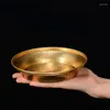 Plates Copper Manza Plate Auspicious Tibetan Brass Tantra Dish Worship For Buddha Tray Desktop Home Gift Decorative Assiettes 15.4cm