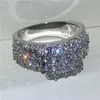 Ring Brand Wedding Rings Luksusowa biżuteria 925 srebrna księżniczka cięta biała topaz cz diamond moissanite szlachetny wiek wiek bzdurny prezent na pierścień ślubny