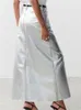 Rokken Tossy Zilverachtige Slanke Hoge Split Lange Rok Vrouwen Patchwork Pocket Taille Mode Effen Maxi Metallic Vrouw