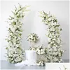 Flores decorativas Guirnaldas Forma de luna alta Flor artificial blanca Arco Decoración de la boda Telón de fondo Organizar Evento de fiesta Etapa de apertura T Dh2Wo