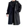 Trench da uomo Uomo Monopetto con cappuccio Cappotti casual Misto lana Business Giacche lunghe tinta unita Cappotto per il tempo libero Z139 230804