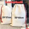 Christmas Decorations Sublimation Blank Santa Sacks Diy Personlized Dstring Bag Gift Bags Pocket Heat Transfer 50X68Cm Drop Delivery H Dhswo