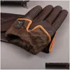 Pięć palców Rękawiczki Gours Zimowe męskie marka Dotknij Sn Fashion Warm Black Kozy GSM012 Drop dostaw