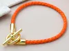 Realfine888 3A HM-Armbänder in 03 Orange, echtes Lederarmband mit Roségold, ikonischer Schmuck, Luxus-Designer für Damen, mit Box