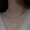 Kettingen S925 Zilver Natuurlijke Shell Maan Lichtgevende Steen Ketting Vrouwelijke Sleutelbeen Ketting Crescent Parelmoervlinder Licht Luxe Franse Elegantie