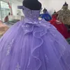 Lavendel Sparkly Princess Off Shoulder Quinceanera Dresses 2024 Sexig V-ringning Lace Applique Sweet 16 Ball Gown Vestidos DE 15 ANOS