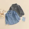 Jassen Infant Kids Baby Jongens Denim Jasje Lange Mouwen Revers Knop Sluiting Pocket Decor Casual Streetwear Outer Tops 18M-6T R230805