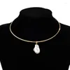 Collier ras du cou en métal pour femmes géométrique Imitation perle pendentif collier vacances fête mode bijoux accessoires CN044