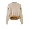 Women's Sweaters Vintage Turtleneck Winter Sweater Casual Knitted Pullovers Fashion Clothes Simple Fleece Lined Warm Knitwear Woman Base Top 230804