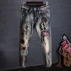 Jeans masculino gráfico cônico para homens com impressão hip hop motocicleta calças masculinas de cowboy corte de bota verão alta qualidade reta Xs calças 230804