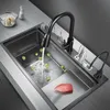 Évier de cuisine en acier inoxydable au-dessus du comptoir Installation du bassin de cuisine lavabo de légumes avec porte-couteau séparateur de barre de cuisine