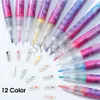 Smalto per unghie 12 colori Nail Art Graffiti Penna Pennarello per disegno impermeabile Set Onda Striscia Linee astratte Pennello Forniture per manicure Strumento SAG-B 230804