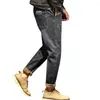 Herren Jeans Männer Herbst Winter Mode Harlan Alphabet Stretch Füße verdicken Freizeithose