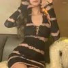 Casual Dresses Ladies Autumn Korean Sweety Style Off-shoulder Halter U Neck Lace-up Sexy Panelled Mini 2023 Selling Club Streetwear