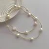Ras du cou ALLME texturé perle d'eau douce colliers à breloques 14K plaqué or laiton chaîne pendentif collier pour femmes bijoux de fête