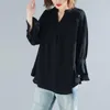 Camicette da donna 2023 Arrivo Autunno Stile coreano Donna Camicetta a maniche lunghe con scollo a V Camicie casual asimmetriche in cotone e lino tutto abbinato T25