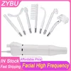 7 In 1 Handheld Ozone High Frequency Skin Therapy Argon Neon Light Wand Tightening Wrinkle Reducing Facial Machine With Comb Home Use Electrotherapy Acne Treatment