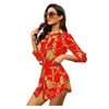 Femmes Blouses Chemises Femmes Y Manches Moyennes Chaîne Imprimer Robes Élégantes Casual Top Blusas Chemise Femme Tops Drop Delivery Vêtements Dhzlb