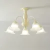 Lampes suspendues Lampe Led Art Lustre Lumière Chambre Décor Français Pays Américain Frais Vert Crémeux Plafond En Verre