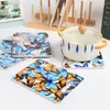 Table Mats 51BD For Creative Butterfly Pattern Rectangle Ceramic Placemat Modern Heat Insulation Pot Pad Cup Chopping