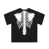 Mäns T-skjortor Kapital Tees 24SS Summer Skeleton Oversize Off Shoulder Half Loose and Women's Casual Models Kort ärm T-shirt